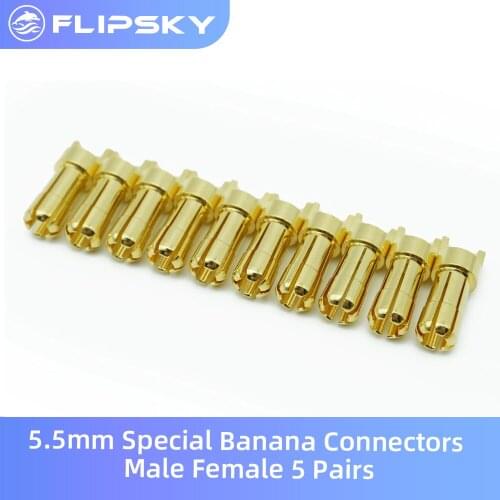 5.5mm Special Banana Connectors Male Female 5 Pairs Gold Plated Plug Connectors ESC Fitting Flipsky