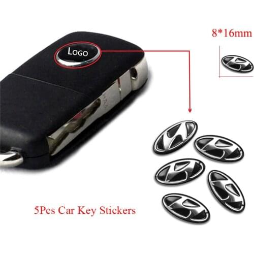 5Pcs Aluminum Car styling Remote Key Badge Stickers Accessories For Hyundai I20 Getz I30 Sonata IX35 I40 Tucson Elantra Veloster