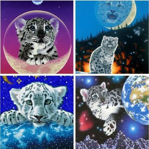 5D Diamond Painting Leopard Diamond Embroidery Animal Winter Rhinestones Art Full Square/Round Mosaic Beaded Home Decor