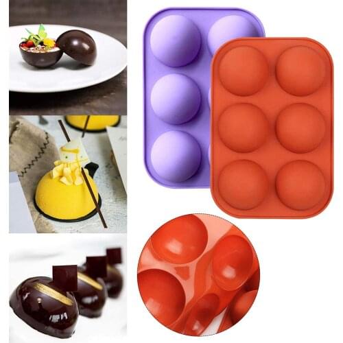 6 Grids Small Semi-Circle Silicone Pudding Mold Jelly Molds Handmade Soap Moulds Round Chocolate Mold Fondant Cake Tools