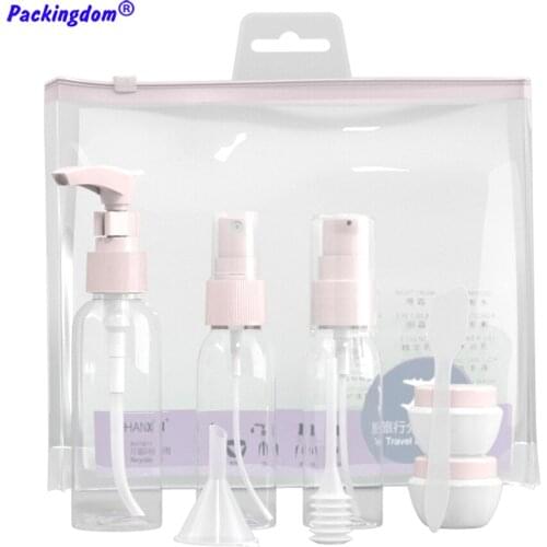 9 in 1 Set Travel Bottle Empty Refill Cosmetic Packaging Sets Lotion Toner Sprayer Bottle Tour Kit Loose Cream Jars Tools Label