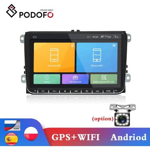 Podofo Car Radio Android 2 Din GPS Car Stereo Radio 9'' Touch Screen FM Car MP5 Player with Bluetooth WIFI Radio Receiver for VW