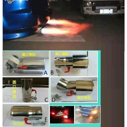 Cars Tailpipe Led Fire Tail Throat Motorcycle Muffler Exhaust Pipe of Stainless Steel Exhaust Muffler, simulation fire