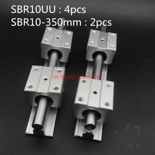 2019 Time-limited AXK 2pcs Sbr10 L 350mm Linear Rail Support With 4pcs Sbr10uu Guide Auminum Bearing Sliding Block Cnc Parts