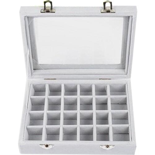 24 Grids Velvet Ear Stud Earrings Ring Display Tray Jewelry Storage Box Case Container Organizer