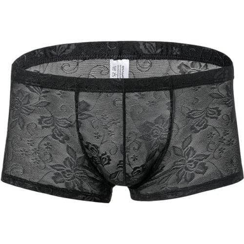 New Sexy Men Underwear Boxers Transparent Mens Trunk Mesh Breathable Men Mesh Hollow Out See Through Lingerie Sexy Boxer Shorts