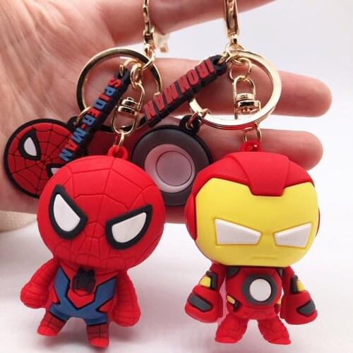 Marvel Avengers Hero Keychain Action Figure Anime Cartoon Spiderman Iron Man Figure Model Captain America Keyring Kids Toys Gift