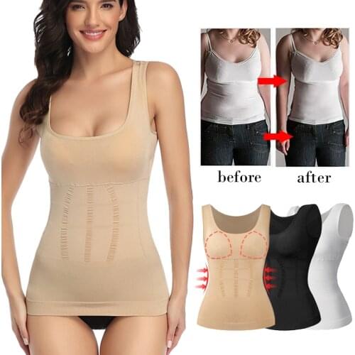 Women Padded Bra Body Shaper Slimming Compression Vest Shapewear Tank Tops Tummy Control Underskirts Seamless Camisole Underwear