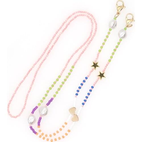 Go2Boho Chain for Sunglasses Mask Holder Lanyard Women Jewelry Pearl Beads Necklace Heart Glasses Chains Eyeglasses Accessories