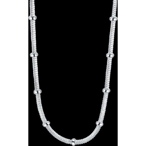Hot new 925 Sterling Silver 2MM chain Beautiful bead Necklace For Women man 20inches Fashion wedding Jewelry Christmas Gifts