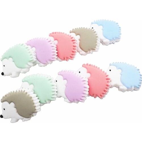 Chenkai 50PCS Hedgehog Silicone Teether Beads DIY Animal Cartoon Baby Chewing Pacifier Dummy Sensory Jewelry Toy Making Beads