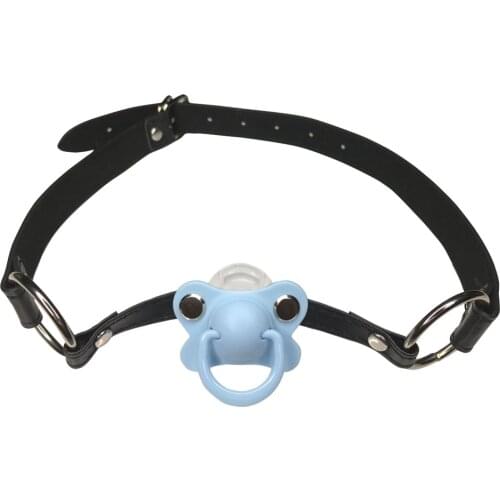 DDLG/ ABDL Adult Baby Blue Pacifier Gag With Black Choker Collar