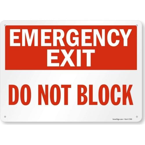 "Emergency Exit Do Not Block" Sign |8" x 12" Plastic