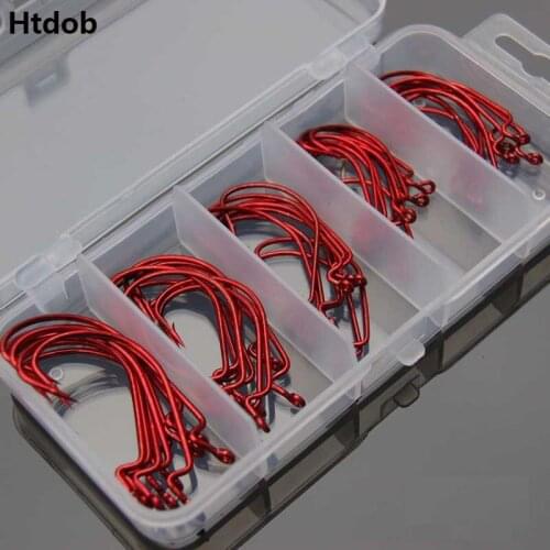 Htdob 50pcs Gold Red High Carbon Steel Small Fly Tying Hooks Fly Fishing Scud Nymph Hook with Box