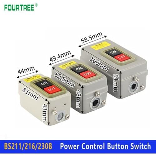 Power Control Button Switch Industrial Household Three-Phase Motor Start Button Press Switch BS211B 216B 230B 1.5/2.2/3.7/7.5KW