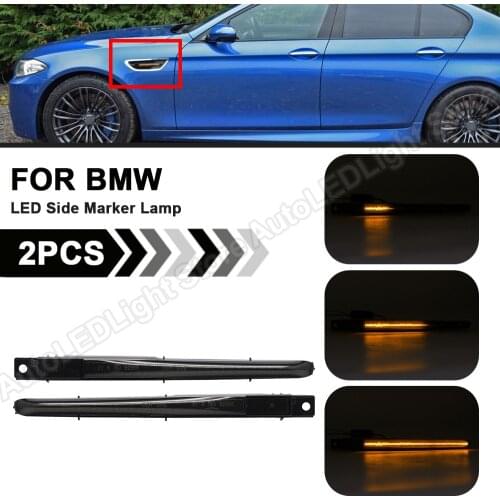 2Pc For BMW 5 Series F10 M5 2010 2011 2012 2013 2014 2015 2016 Dynamic LED Side Marker Light Turn Signal Lamp Flashing Indicator