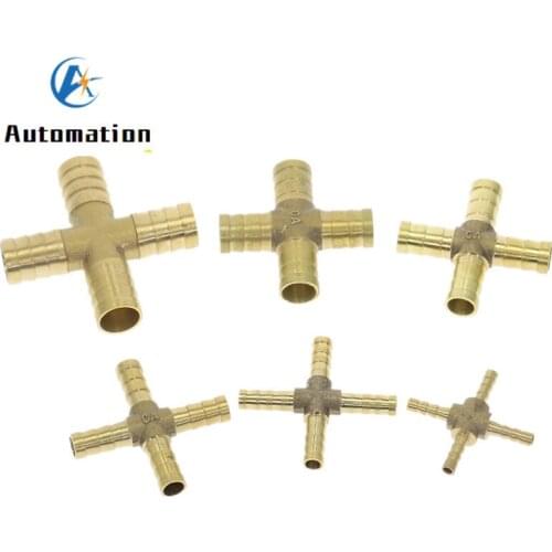 Cross Shaped Brass Pipe Fitting 4 Way 4mm 6mm 8mm 10mm 12mm Barb Connector Joint Brass Barbed Coupler Adapter Coupling Pneumatic