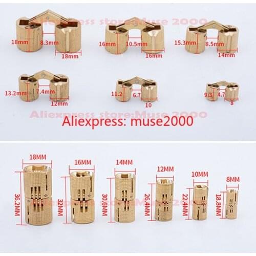 Brass hiden inserting round dia 8 10 12 14 16 18mm cupboard hinge door connector rotating cupboard cabinet Folding Bracket