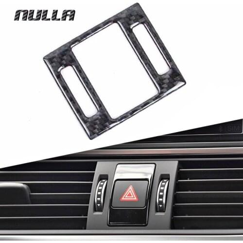 NULLA Carbon Fiber Car Interior Air Conditioning Vent Warning Light Safety Buttons Cover Sticker Decoration for AUDI A6 2012-17