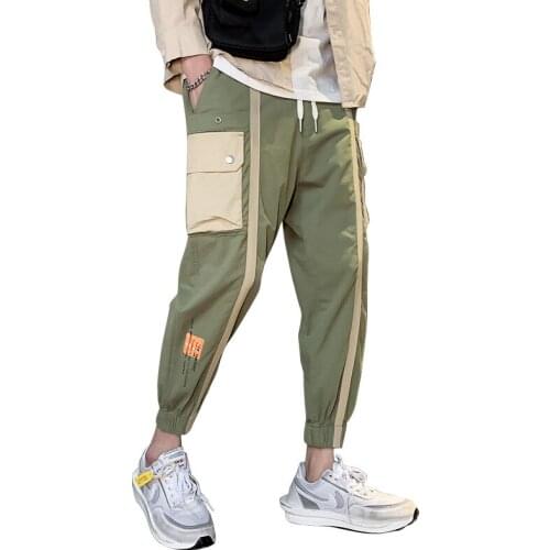 2020 new hip-hop streetwear tie-foot mens pants jogging casual sports pants mens fashion pocket overalls