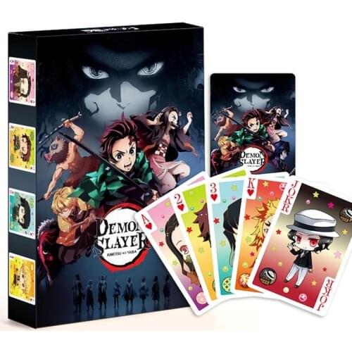 New Demon Slayer Anime Figure Kimetsu No Yaiba Pokercards Kamado Tanjirou Nezuko Zenitsu Hashibira Inosuke Playing Poker Cards