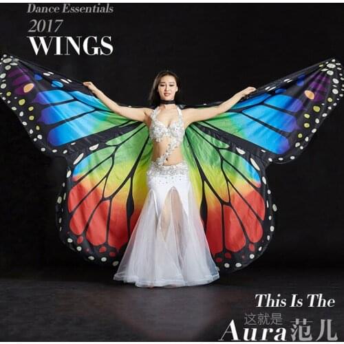New Arrival Butterfly design Oriental dancing Isis Wings Colorful Stage Performance Props Polyester belly dance Accessory Wings