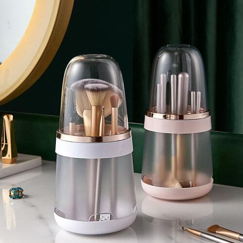 Cosmetic Organizer Makeup Brush Holder Storage Box Cosmetic Container Beauty Brush Pen Bucket Round Display Stand Plastic Box