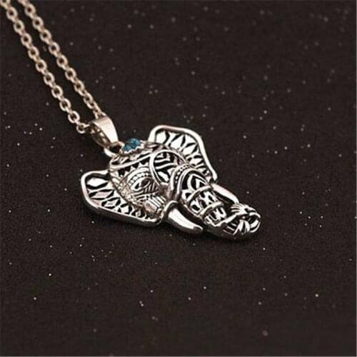 Luck Elephant Womens Necklace Retro Ethnic Style Hollowed Out Clavicle Chain Birthday Gift