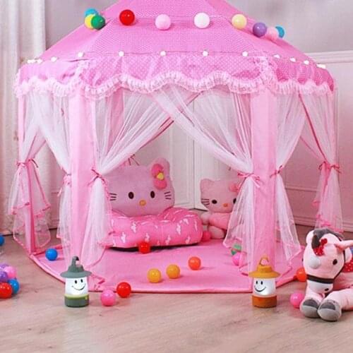 Childrens Tent Play Tent Princess Girls Dreamful Castle Outdoor Indoor Garden Folding Playing Lodge Kids Balls Pool Playhouse