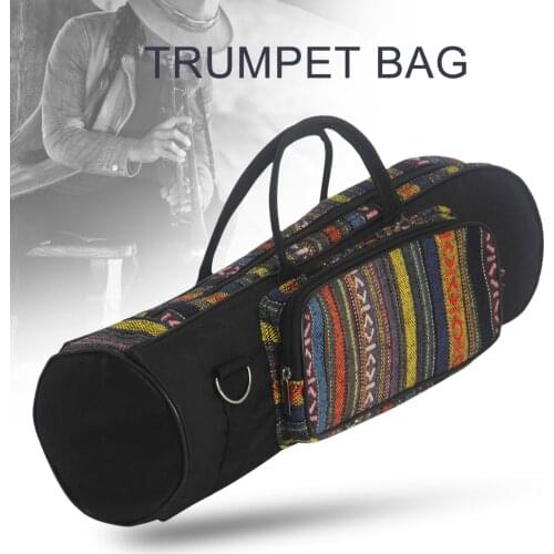 Portable National Style Trumpet Bag Carrying Case Lightweight Portable Waterproof Oxford Handle Pouch Music Elements