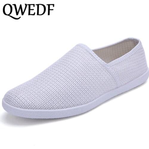 QWEDF 2019 Unisex Summer Breathable Mesh Men Shoes Lightweight Men Flats Fashion Casual Male Shoes white/brown CZ-2611