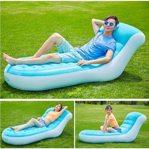 Float Luxury flocking back inflatable sofa lazy sofa lunch break loungers outdoor portable inflatable chair couches 84X170X81CM
