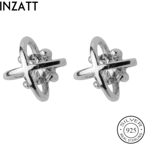 INZATT Real 925 Sterling Silver Cute Zircon Flower Stud Earrings For Fashion Women Party Fine Jewelry Trendy 2019 Accessorie