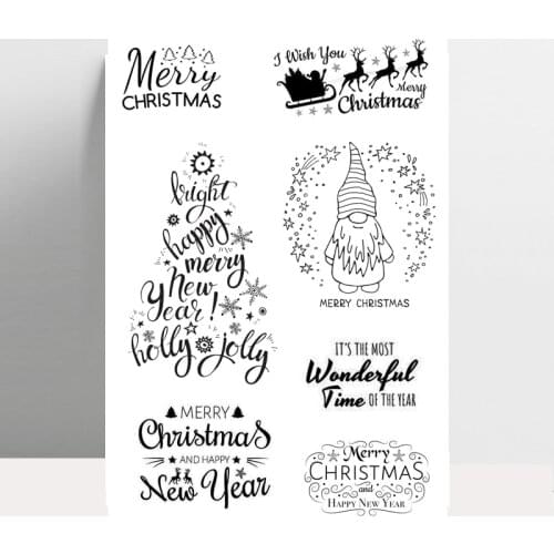 ZhuoAng Christmas Greetings Clear Stamp for Scrapbooking Rubber Stamp Seal Paper Craft Clear Stamps Card Making