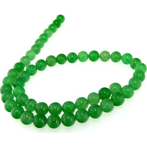 Unique Pearls jewellery Store Charm Green Jade 8mm Round Gemstone Loose Beads one Full Strand 15'' LC3-327