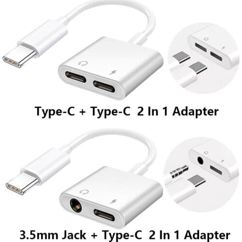 USB C 2 In 1 Adapter For Samsung Galaxy S20 Fe S21 Plus Note 10 20 Ultra Splitter Type C to 3 5 mm Jack Connector AUX Converter