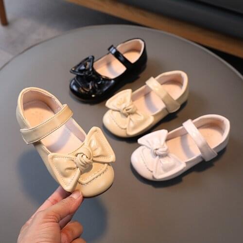Spring Autumn 1-6 Year Leather Children Girls Flats Bow Party Shoes For Baby Princess Shoes Girls' Soft-soled Loafers Kids Shoes