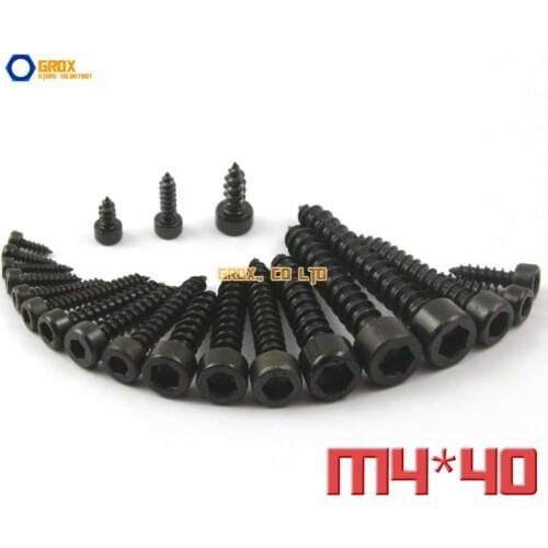 50 Pieces M4 x 40mm 8.8 Grade Alloy Steel Hexagon Socket Cap Head Self Tapping Screw Model Screw