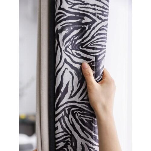 Custom curtain modern Nordic Chenille Zebra pattern Splicing shading window livingroom bedroom blackout curtain tulle yarn M1002
