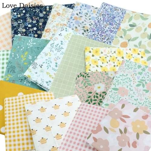 Yellow Khaki Flower Fruit Dot Check Peach 100% Cotton Width 235cm Twill Fabric for Bedding Apparel Dress Decor Handwork Pillow