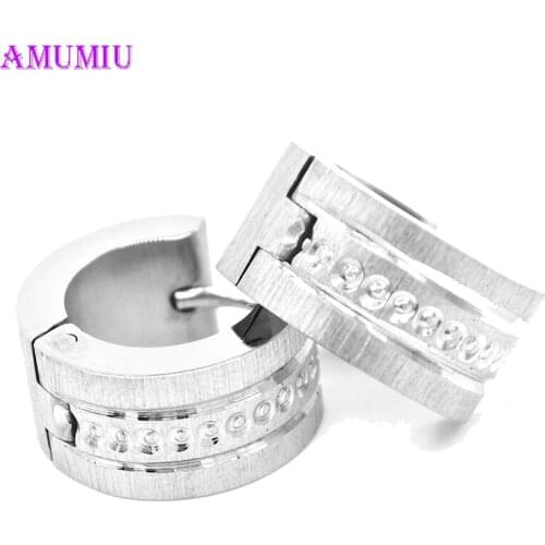 AMUMIU Punk Titanium Steel Mens Womens Trendy Gold Stud Earrings Fashion Jewelry Silver male Wholesale Free shipping E005