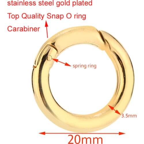 1PCS O Ring buckle Locking Carabiner stainless steel Round Carabiner Spring Snap Clips Hook Keychain Keyring Buckle Gold Silver