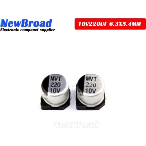 10PCS SMD Aluminum Electrolytic Capacitor 10V220UF 6.3*5.4MM 220UF10V 10V 220UF