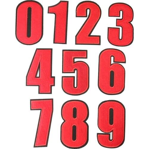 9PCS/LOT Arabic Red Number 0-8 Mixed Embroidery Code Sewing Belt Embroidery Sticker Clothing Jeans Embroidery Cloth Sticker