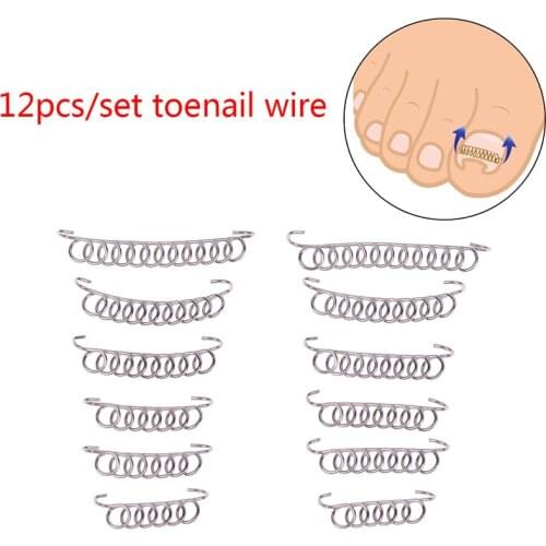 12pcs Nail Art Ingrown Toenails Correction Wire Recover Care Paronychia File Patch Corrector Foot Pedicure Tool