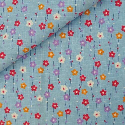 140cmx50cm Ripstop Cotton Linen Fabric for handmad, bed, bag, curtain - Sakura - blue (LF145)