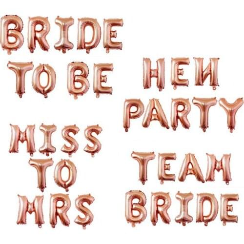 16inch Rose Gold Bride to be Letter Foil Balloon Wedding Bridal Shower Engagement Hen Party Decor Bachelorette Party Supplies