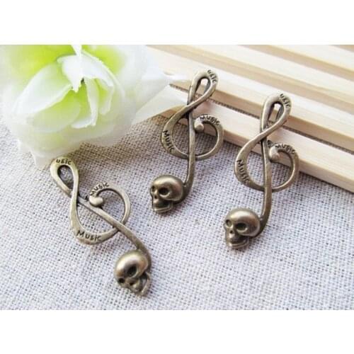 50pcs Antique Silver tone/Antique Bronze Skull Music Note Connector Pendant Charm/Finding,Bracelet Charm,Necklace Charm,DIY