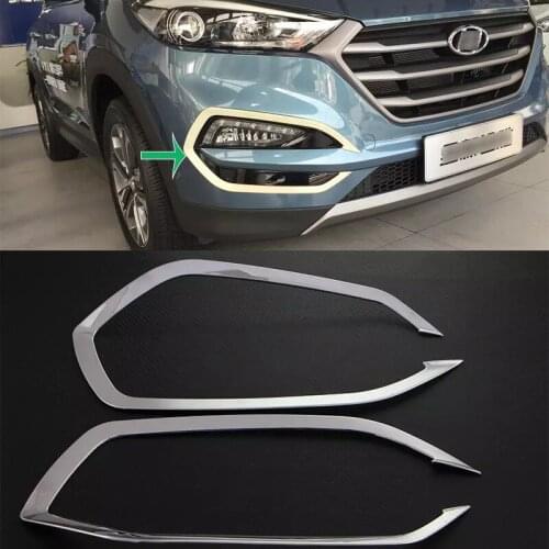 Car Accessories Exterior Decoration ABS Chrome Front Fog Light Fog Lamp Cover Trim For Hyundai Tucson 2015 Car-styling