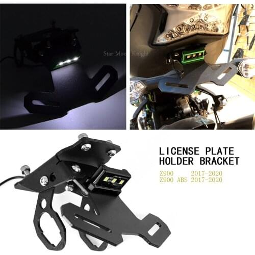 Motorcycle Accessories License Plate Frame Mount Holder Bracket with Light LED For Kawasaki Z900 Z 900 ABS 2017 2018 2019 2020